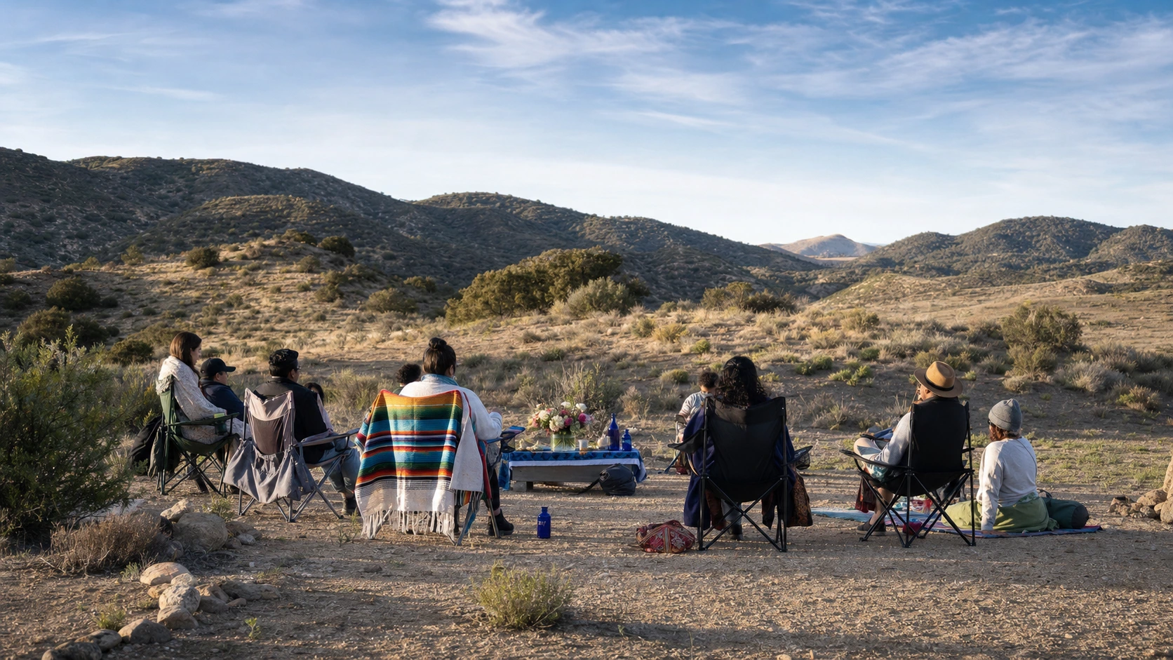 A retreat circle in a high-desert landscape.